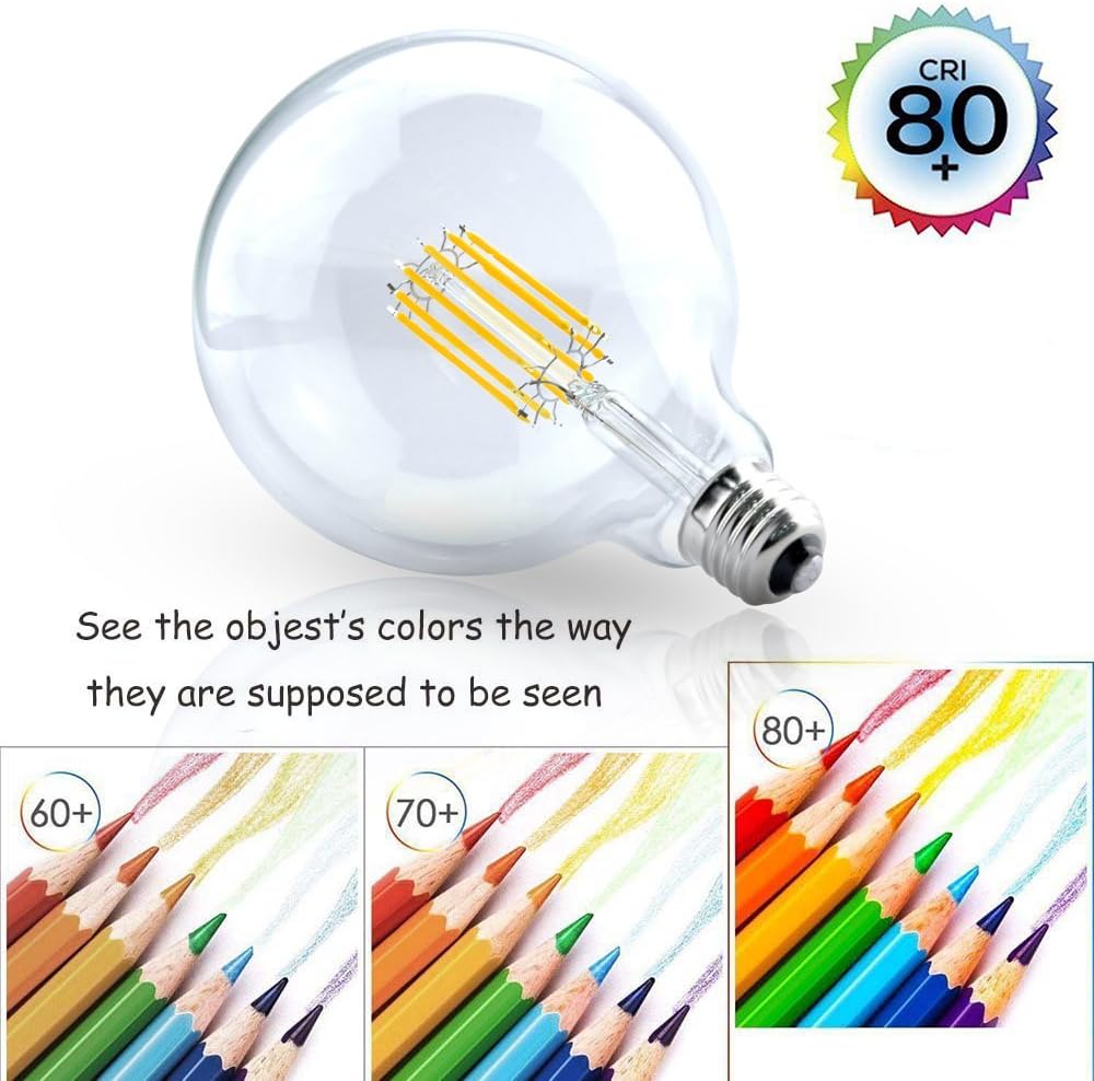 G40 Dimmable Vintage Filament Bulb E26 Medium Screw Base, Aluxcia G125 12W LED Clear Glass Globe Classic Light Bulb, 120W Incandescent Replacement Bulb for Home, Office, Coffee Bar, Warm White 2700K