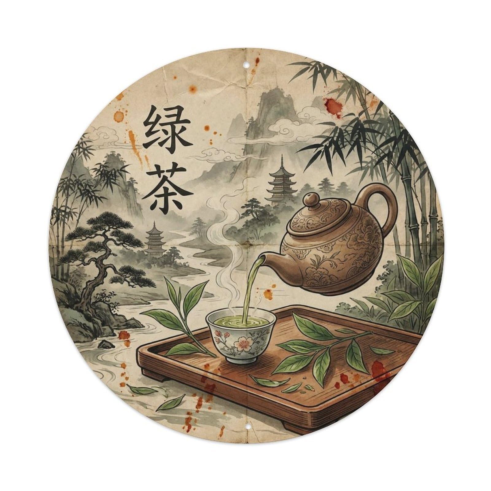 Chinese Travel Tea Cup Infusion Brew Station Retro Metal Tin Sign