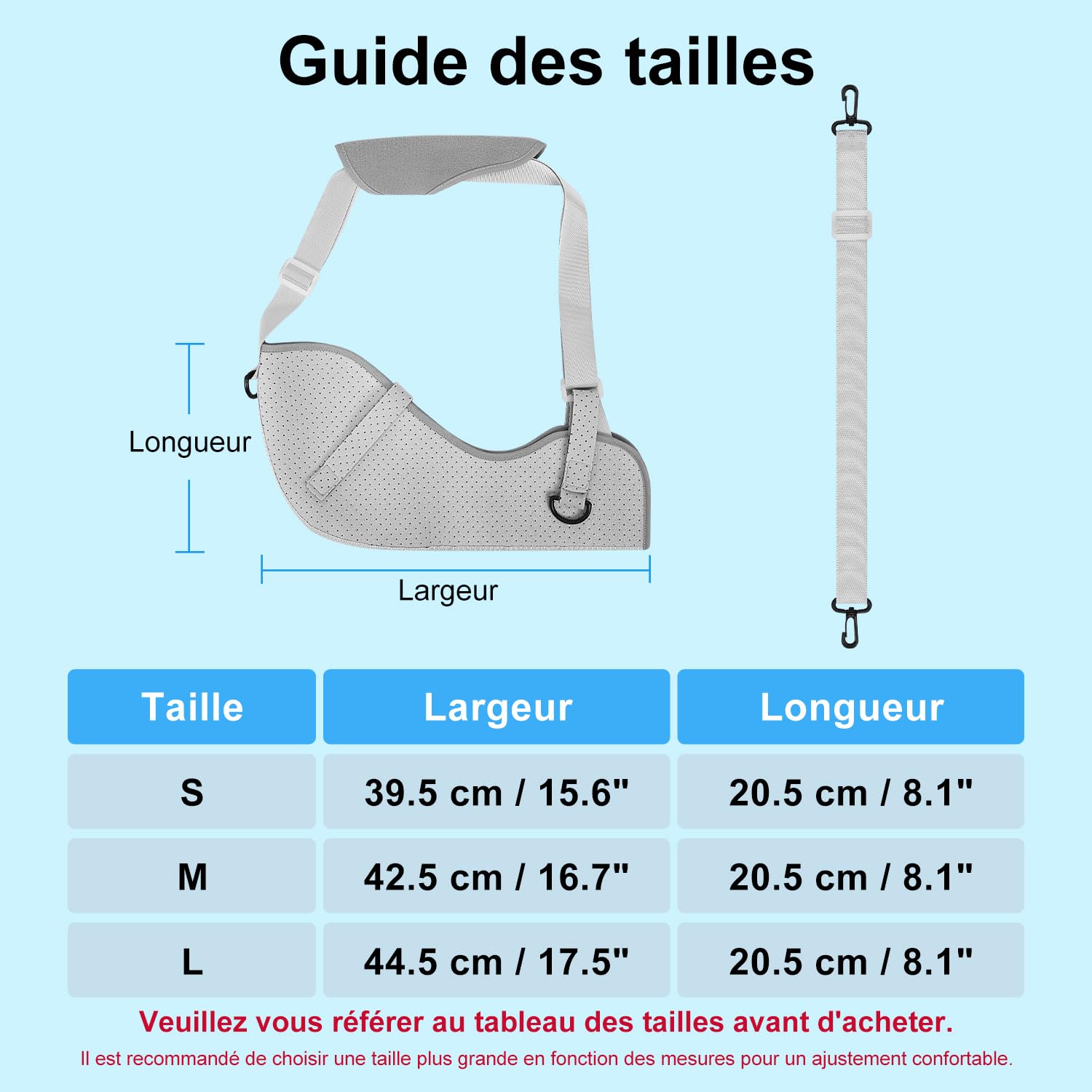 supregear Écharpe de Bras Gauche/Droit, Confortable Médical Attelle Epaule pour Hommes et Femmes, Echarpe de Soutien pour Bras pour Blessure à l'Épaule, Fractures et Luxations, Gris, S