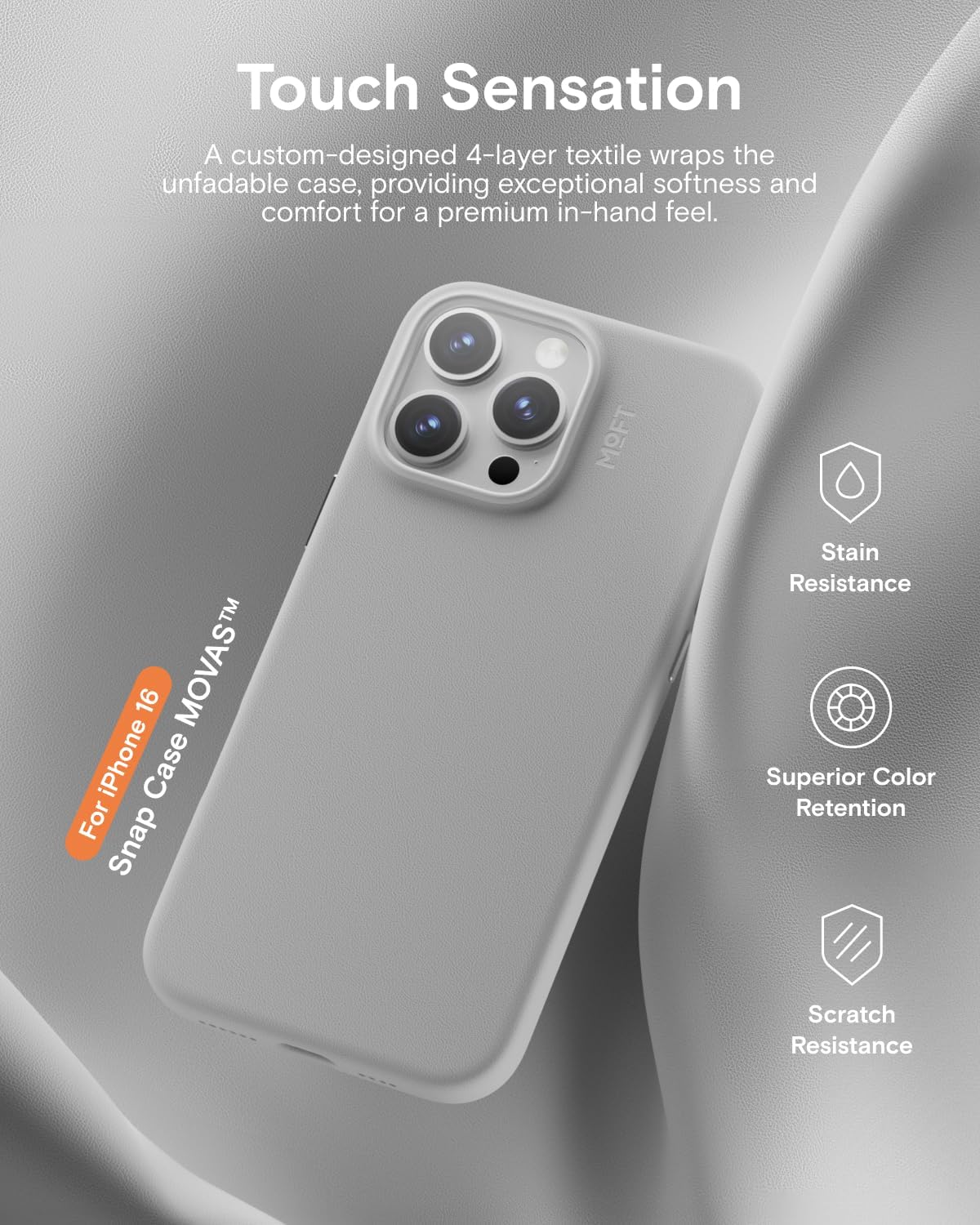 MOFT Phone Tripod Stand and Phone Case for iPhone 16 Pro Max,Angle Adjustment & Strong Magnets & MagSafe Compatible MOVAS Invisible Selfie Stick Tripod, Misty Cove