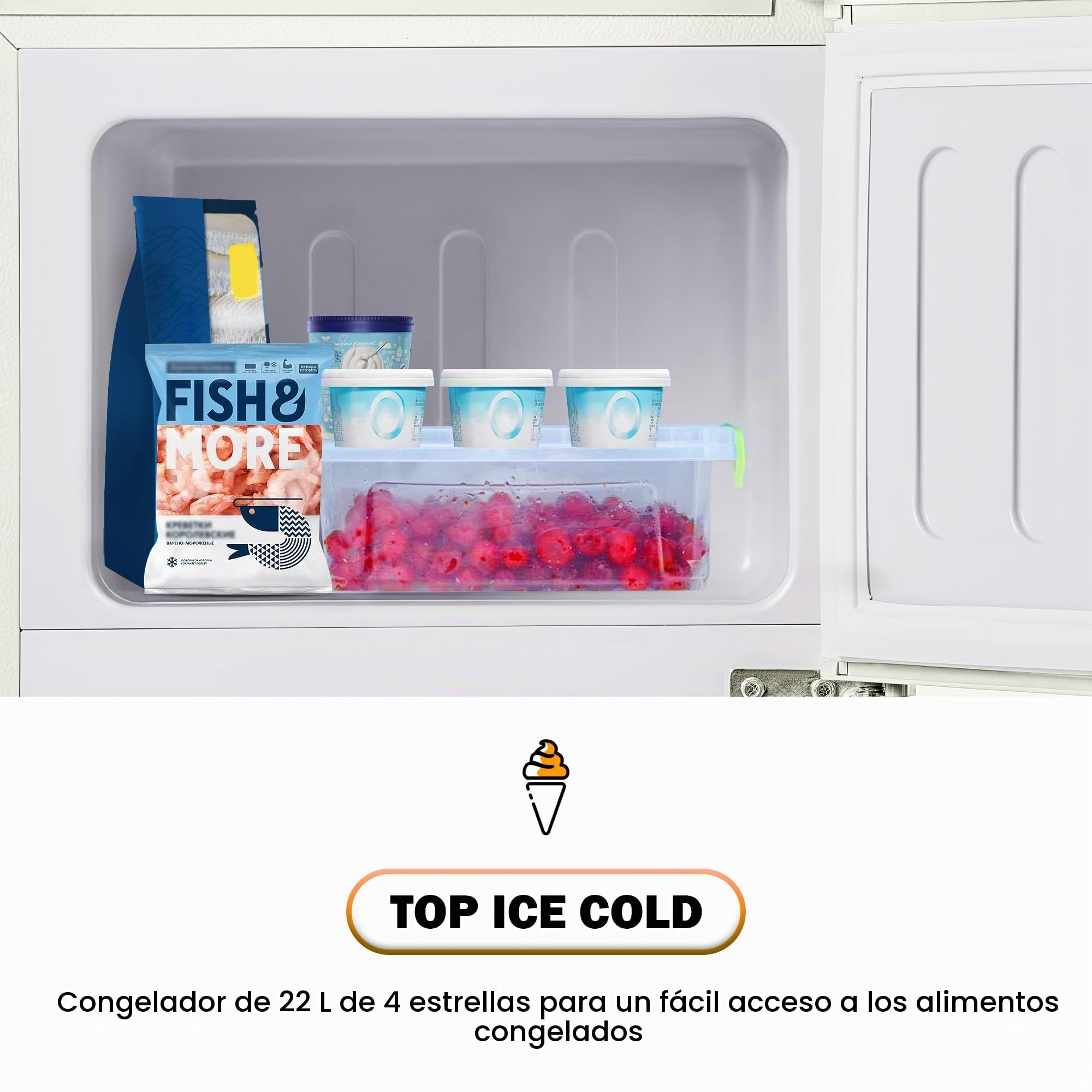 Frigorífico Mini 60L, Frigorifico Pequeño con Congelador (22L+38L), Frigorifico Combi con LED luz, 88,8x45,5x42 cm Frigorífico no Frost con Estantes Ajustables, 102 kWh/año, -27°C∽13°C (White)