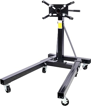 Folding Engine Stand,2000LBS Capacity, Heavy-Duty 360 Rotating Engine Hoist with Adjustable Mounting Head & Industrial-Grade Casters, Motor Rebuild Dolly for Auto Repair, Maintenance