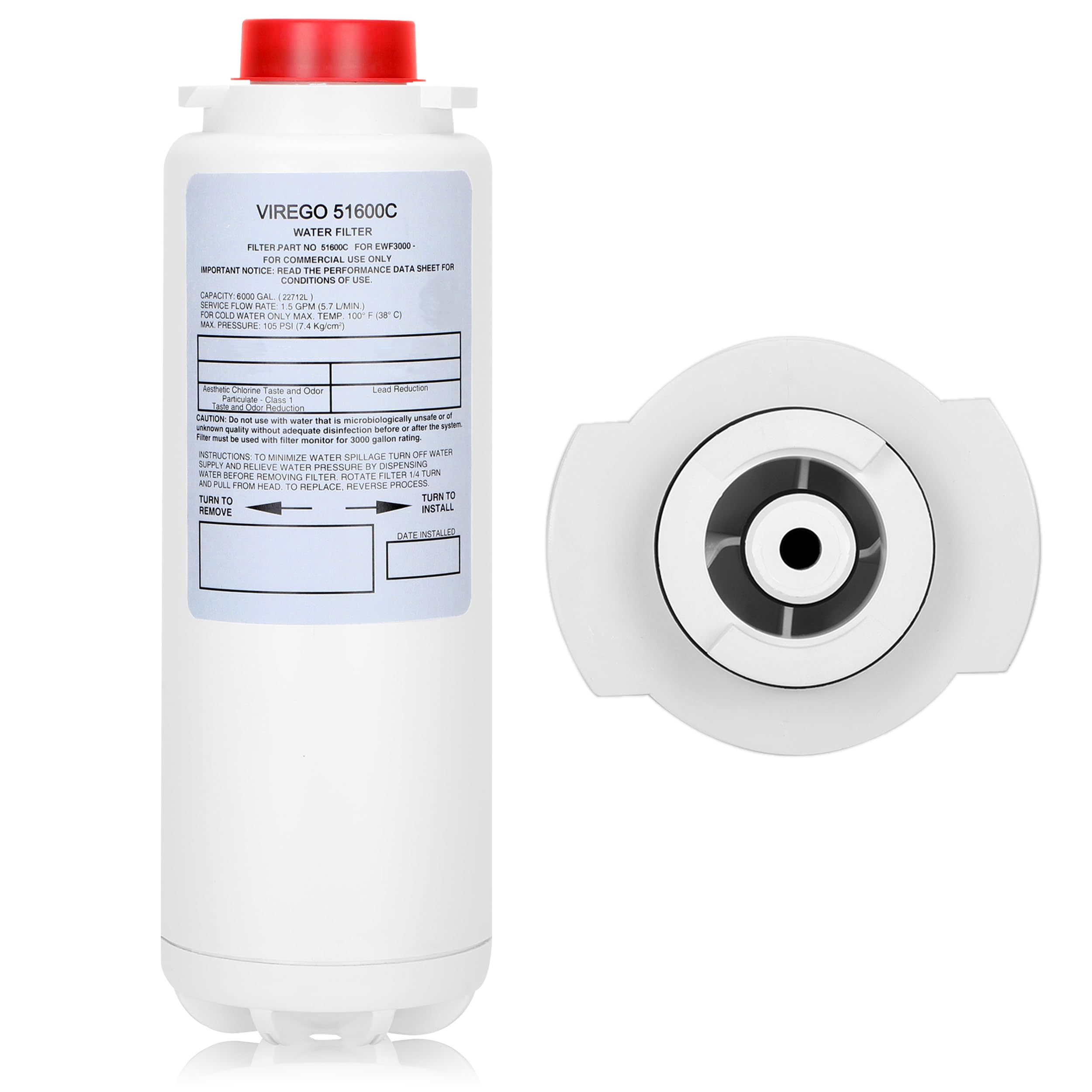 51600C Filter, Replacement for Elkay 51600C, Compatible with Ezh2o Filter Replacement Bottle Station,Water Filter Replacement for EWF6000, High Capacity Filters 51600 6000 Gal 12 Month, No Chip