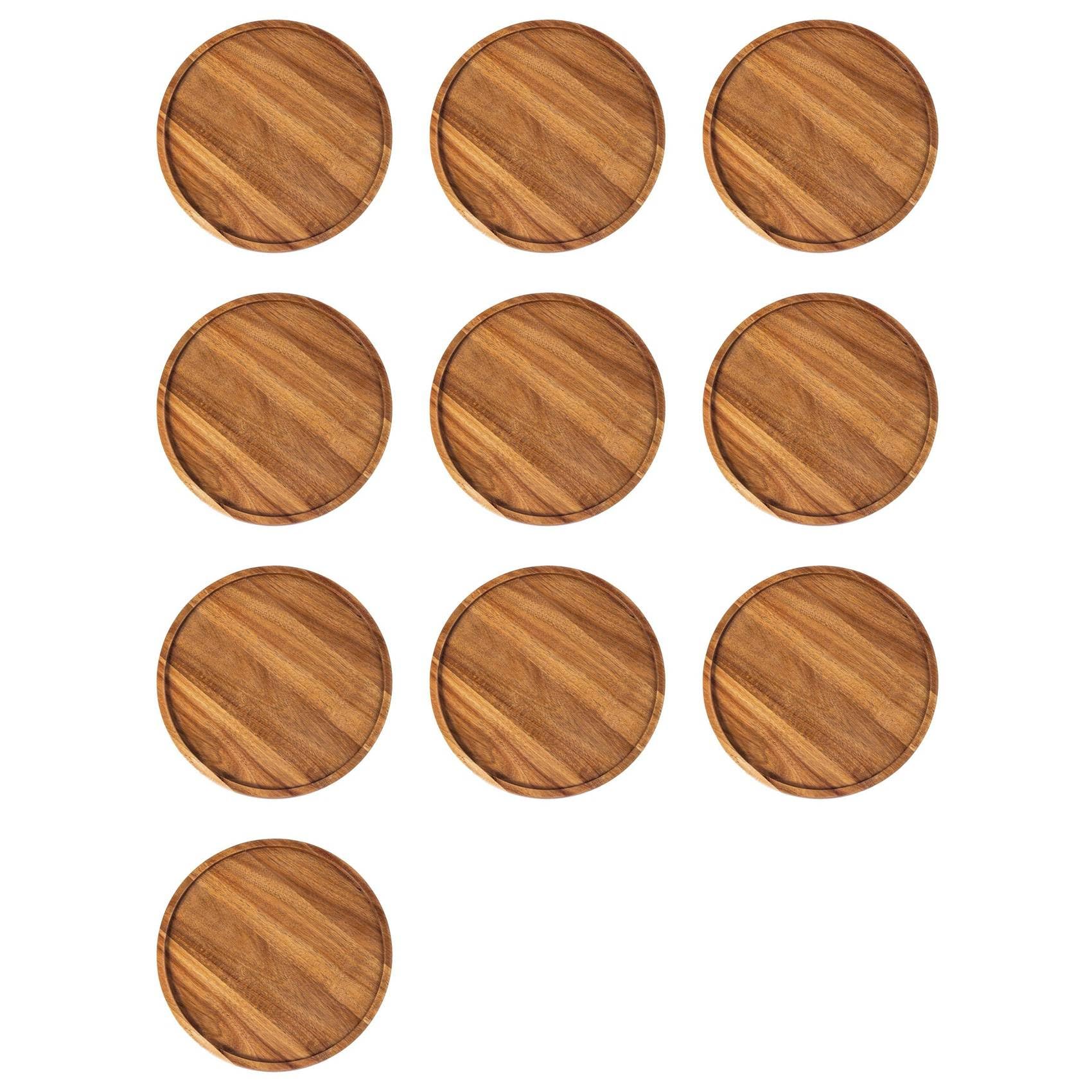 Hndhbfgrt 10X Round Wood Tray,Wooden Serving Tray,Serving Platter,Appetizer Charcuterie Board, for Kitchen/Countertop A