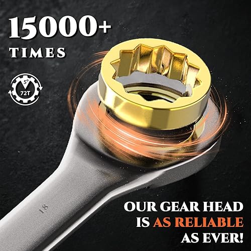 Miniatura 5 de SUZUME Juego de 24 llaves de trinquete SAE y métricas (14" - 78" y 0.315-0.748 in) 15K+ ciclo bloqueado engranajes 72T Cr-V de combinación de acero