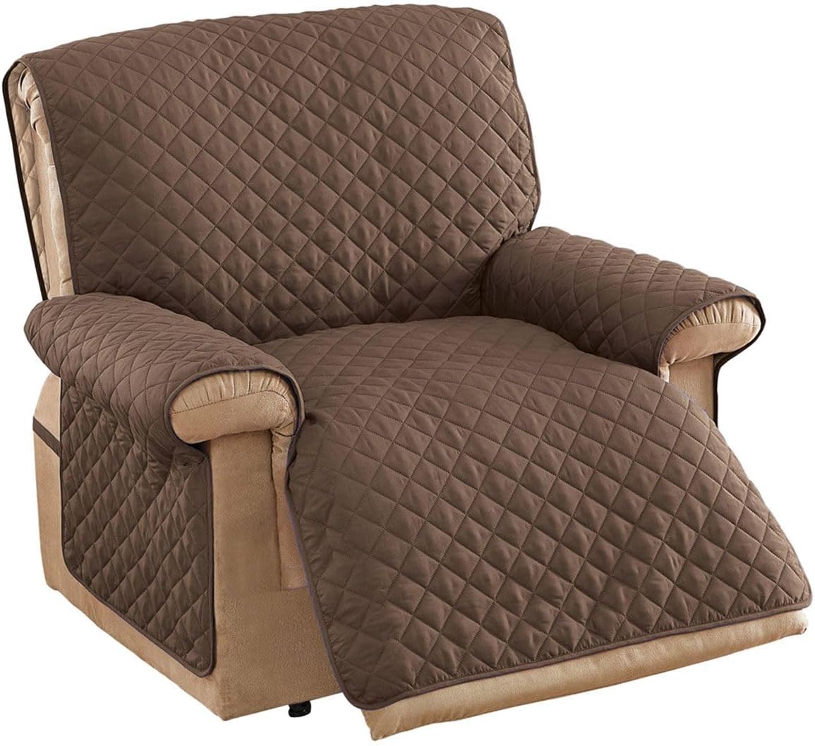 SK.Royal Ultra Reversible Jumbo Recliner Furniture Protector Chocolate/Tan – 1 Piece Cover
