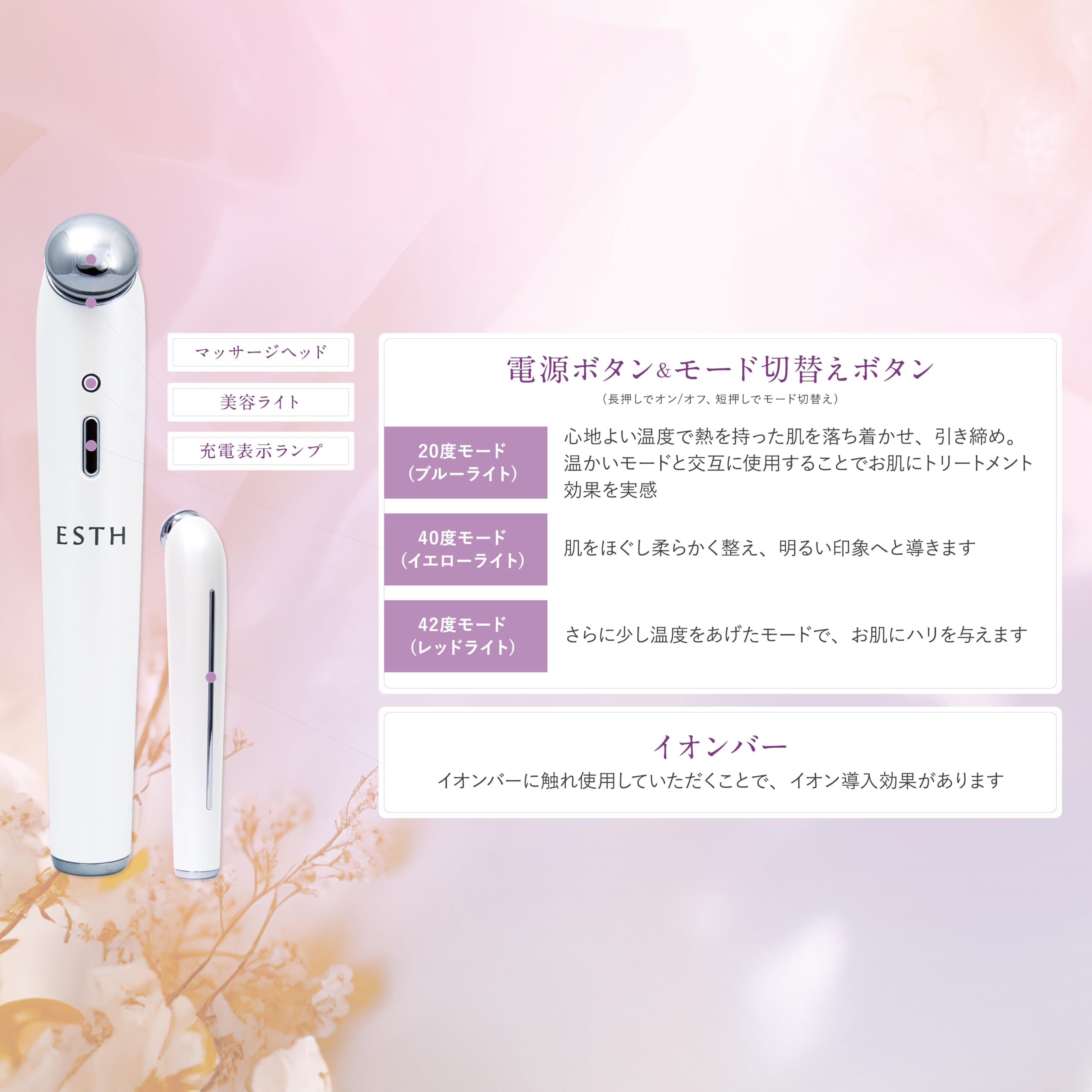Amazon.co.jp: ESTH ポイントビューティースティック 美顔器 [ イオン
