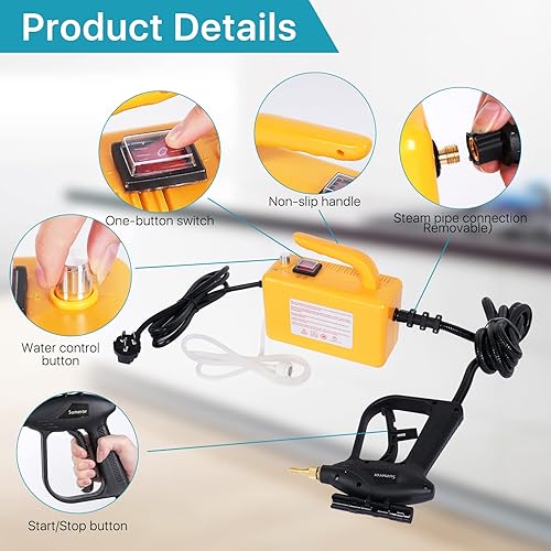 Miniatura 4 de Limpiador de vapor - Vaporizador para limpieza, limpiadores de vapor de mano para uso doméstico, limpiador de vapor de alta presión para detalles de