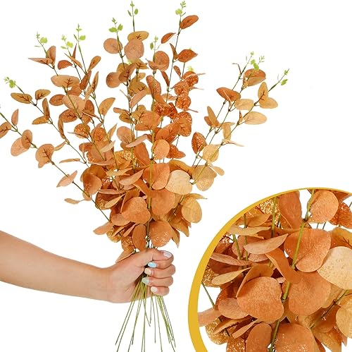 Miniatura 3 de Chuangdi Tallos de hojas de eucalipto artificiales de 20 pulgadas, ramas de plantas de eucalipto sintético, hojas de eucalipto de seda, ramas de