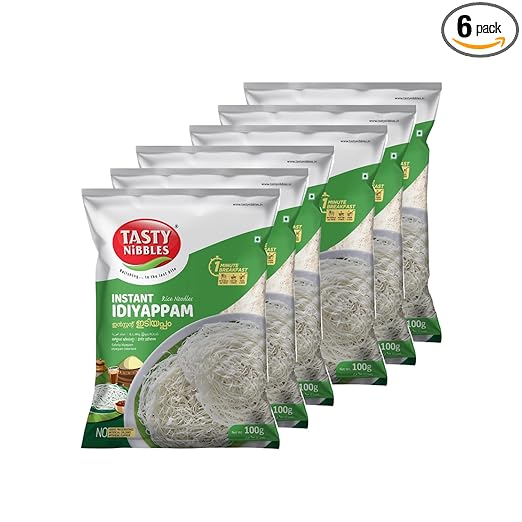 Tasty Nibbles Instant Idiyappam | Rice Noodles | 1 Minute Breakfast 100g x 6 (Pack of 6)