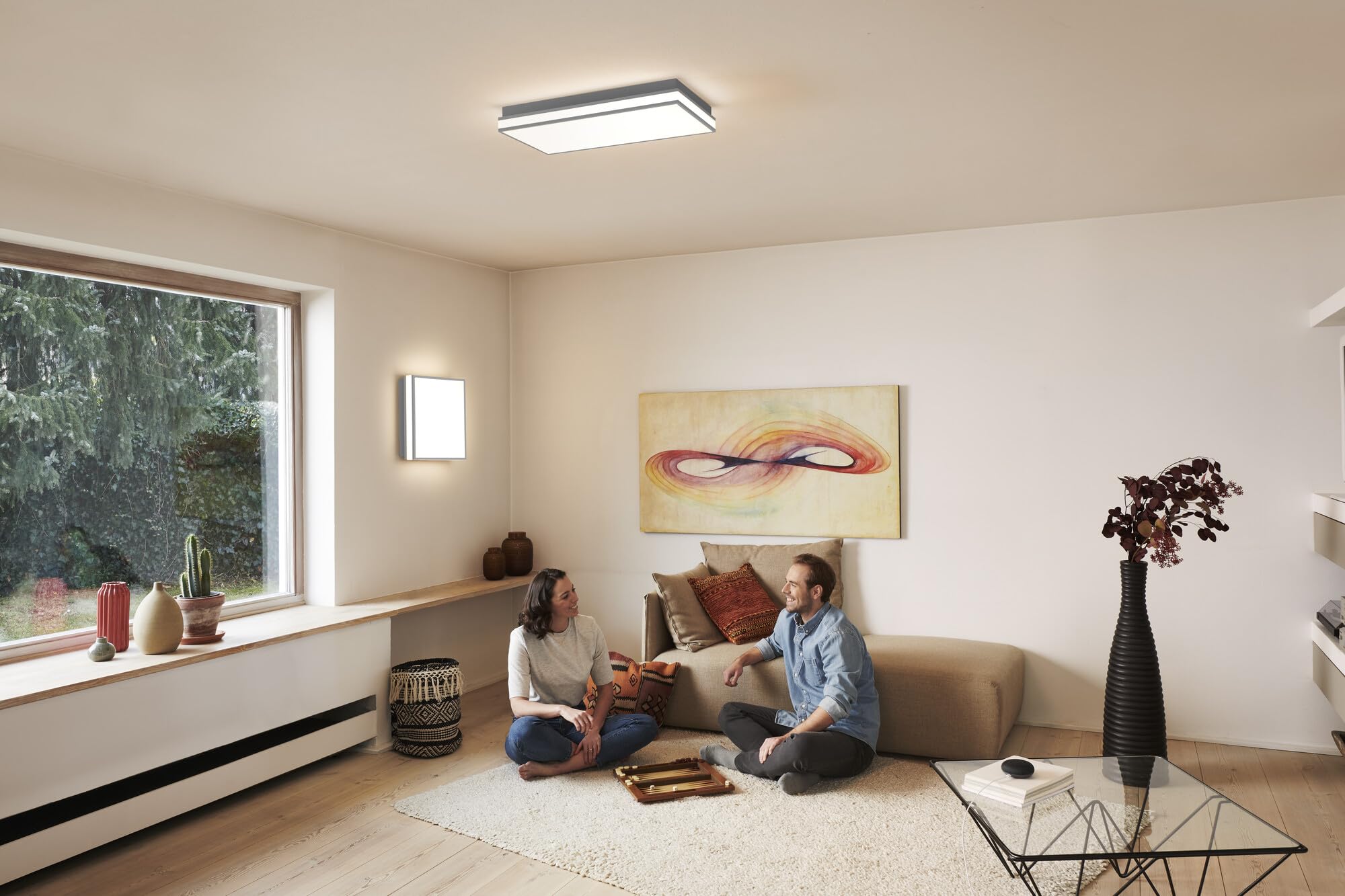 LEDVANCE ORBIS MAGNET SMART+ Wi-Fi 45x45cm, dimmbare LED Deckenleuchte für den Innenbereich, 42W, Farbtemperatur 3000-6500K, 4200 Lumen, Design-Lampe mit innovativem Magnetrahmen, schwarz
