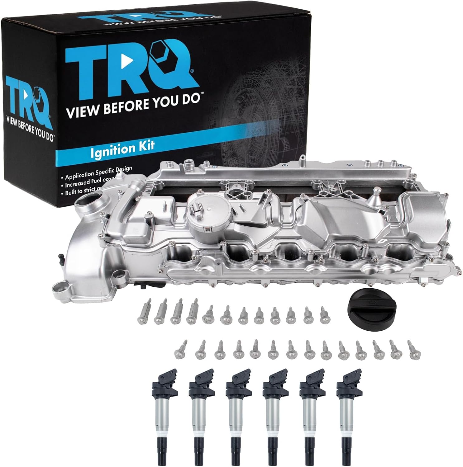 TRQ Ignition Coil Kit 7 Piece Compatible with 2010-19 BMW 535i 335i 135i 640i 740i 740Li X1 X3 X4 X5 X6 M2 M235i 135is 435i