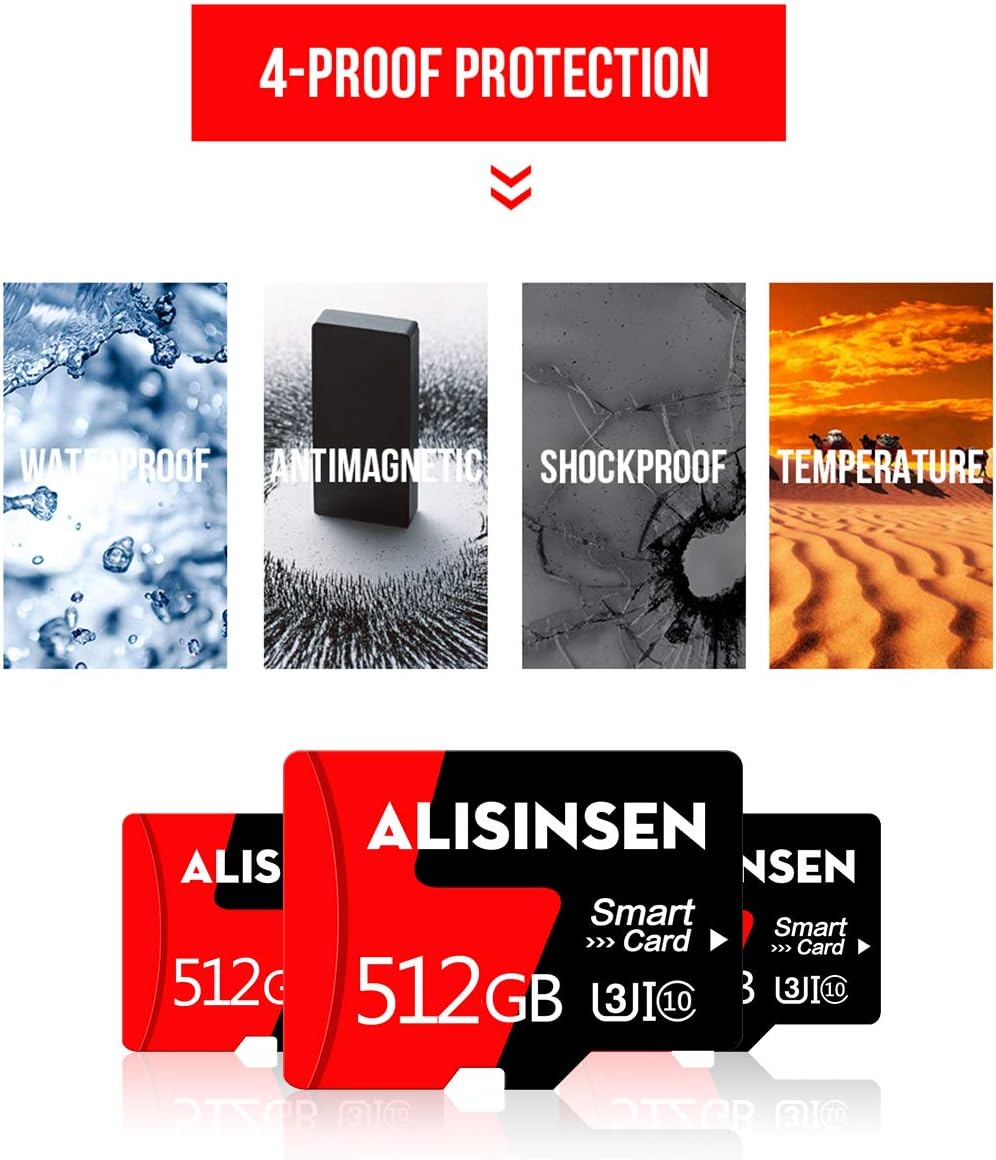 Discount Micro SD Card 512GB Memory Card Class 10 High Speed Micro Memory Card with A SD Card Adapter for Android Smart-Phones/Camera/Tablets/Surveillance Tachograph(512GB)