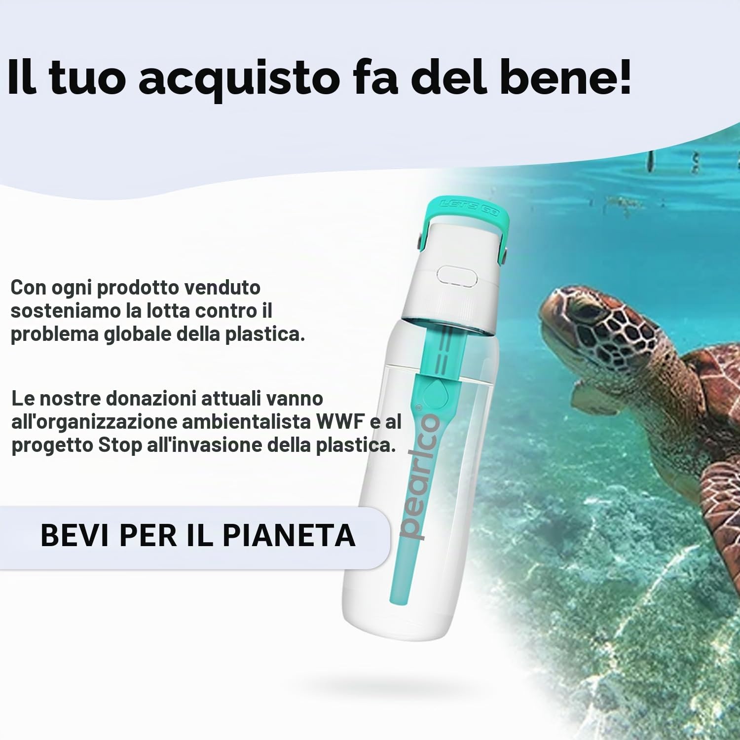 PearlCo, Caraffa filtrante in vetro, incluso un set di6 cartucce filtranti sufficienti per 6 mesi (compatibili con Brita classic) bianco