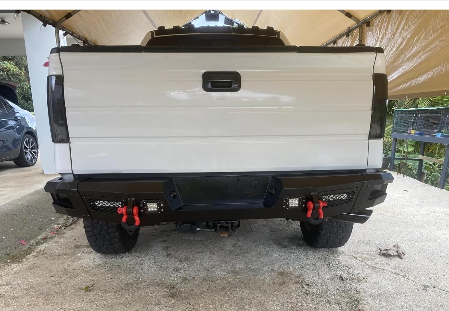 Rear Bumper Fit for 2009-2014 F150 Offroad Steel Bumper with LED Lights & D-rings