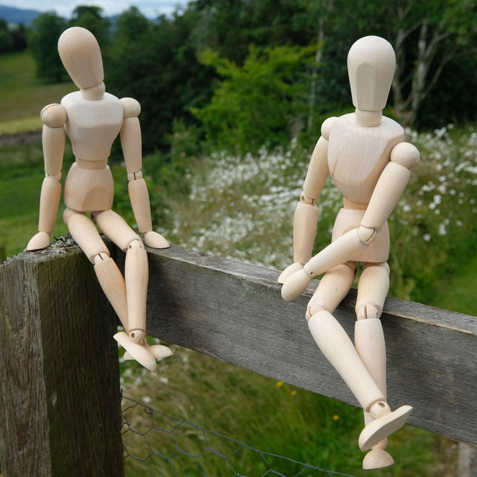 WANDIC Mannequin en Bois Blockhead, 4 Pcs Bois Artiste Figure Modèle pour Croquis Charbon de Bois Maison Bureau Bureau Décoration Cadeau
