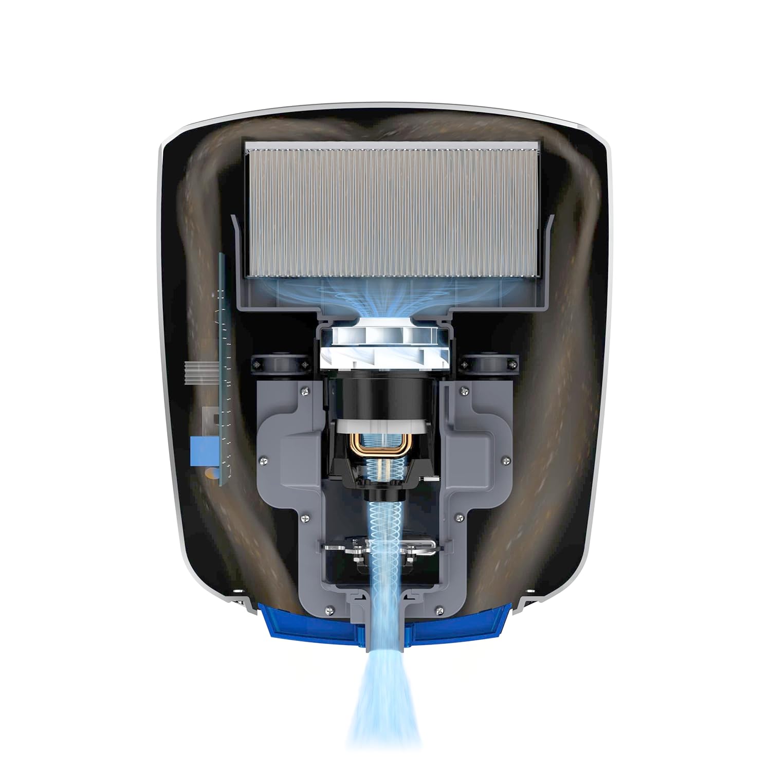 HEPA-Filtered VERDEdri, Black Aluminum, Surface-Mounted ADA Compliant, Energy-Efficient High-Speed Dryer, Universal Volt