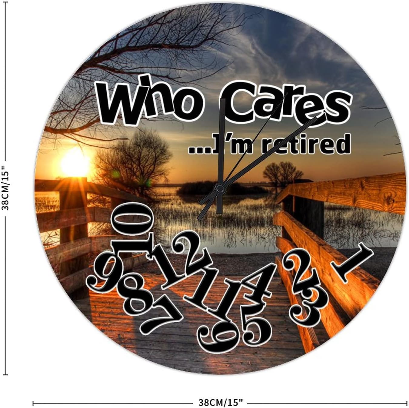 Who Cares I'm Retired California USA Hanging Wall Clock Country Souvenir Gift Wall Clock Funny Retired Gift Wall Clocks Battery Operated Silent Clock for Home Office School 15inch
