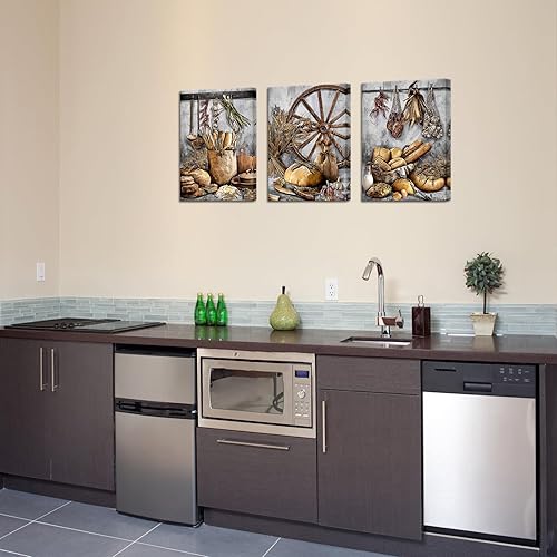 Miniatura 3 de sechars Lienzo rústico para cocina, arte para pared, pintura de alimentos, impresiones vintage, granja, comedor, restaurante (pequeño)