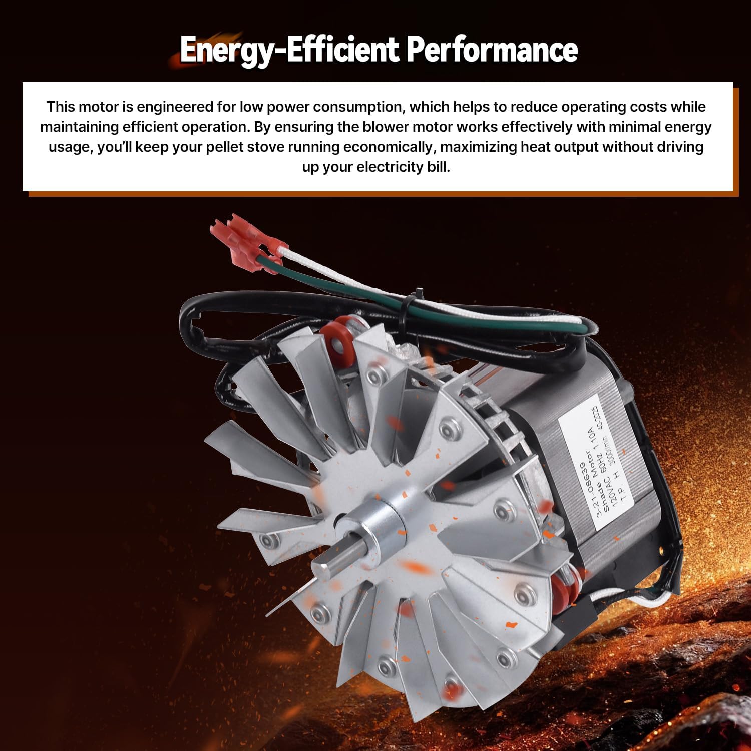 3-21-08639 Combustion Blower Exhaust Fan Motor Compatible with Pellet Stoves P43 P61 P68 XXV Accentra 52I Advance P35I PC45 PF100 PF120 BA100 BH105 Replace 3-21-08415