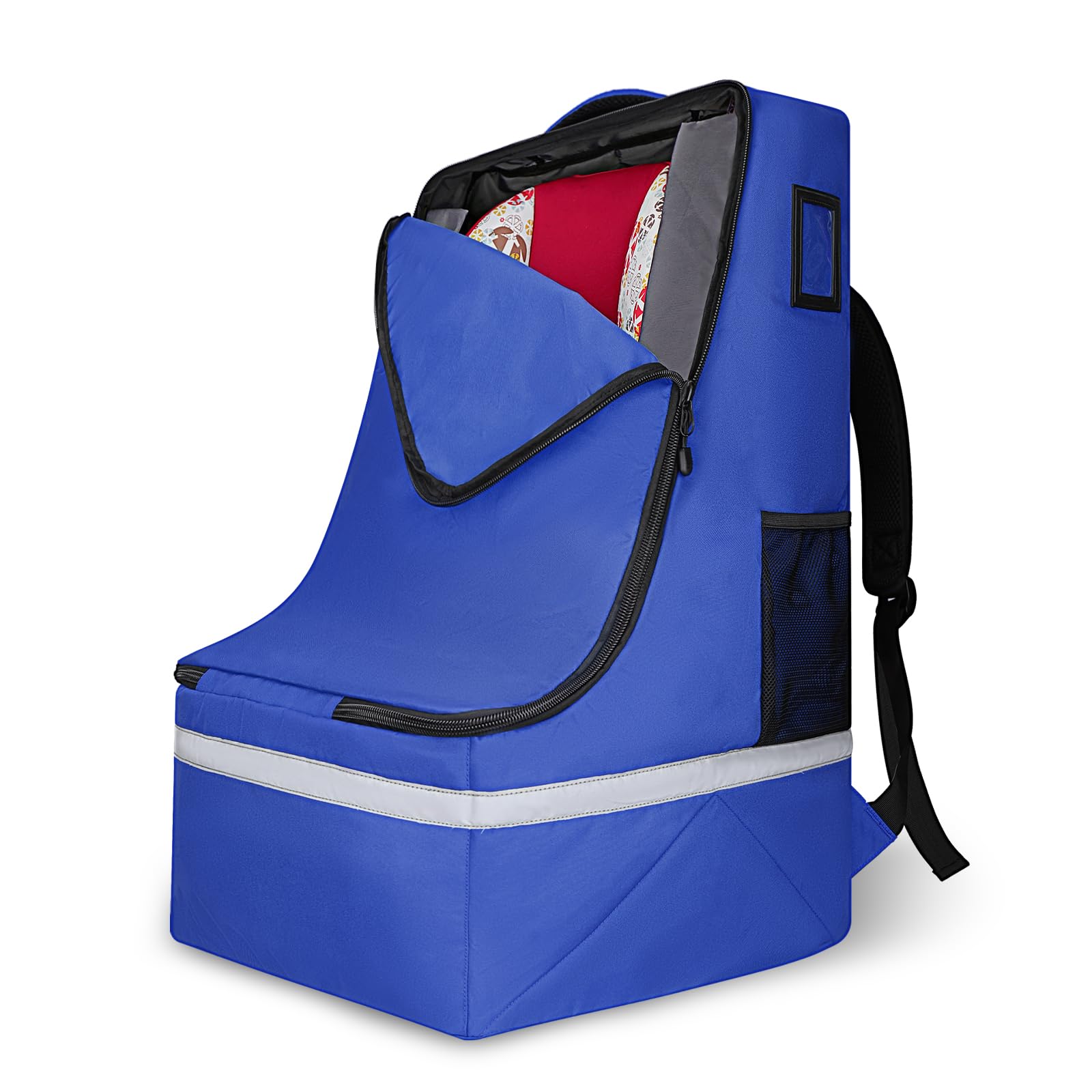 LARIPOP Car Seat Travel Bag for Airplane, Infant Seat Carrier with Shoulder Strap, Padded Backpack with Reflective Stripes, Blue