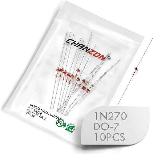 Chanzon 1N270 Diodos de germanio 40mA 100V DO-7 IN270 1N-270 Diodos axiales de vidrio para TV FM AM Radio Detección