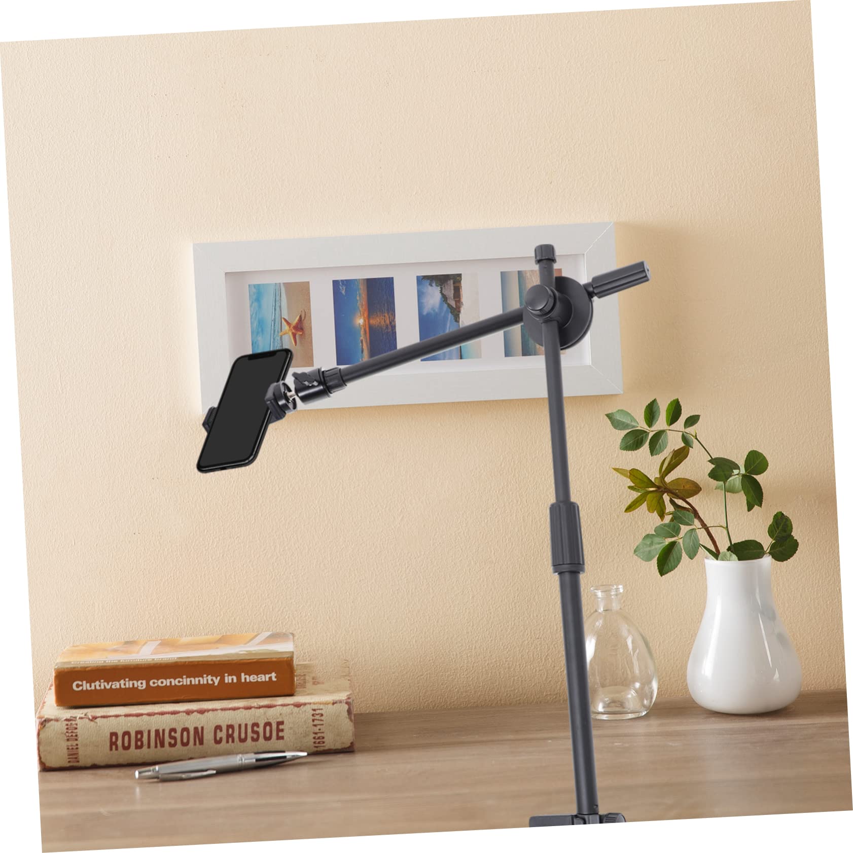 Mikinona Soporte para Teléfono Celular Ajustable 360 Ángulos Brazo Articulado Flexible de ABS y Metal para Escritorio en Momentos de Ocio