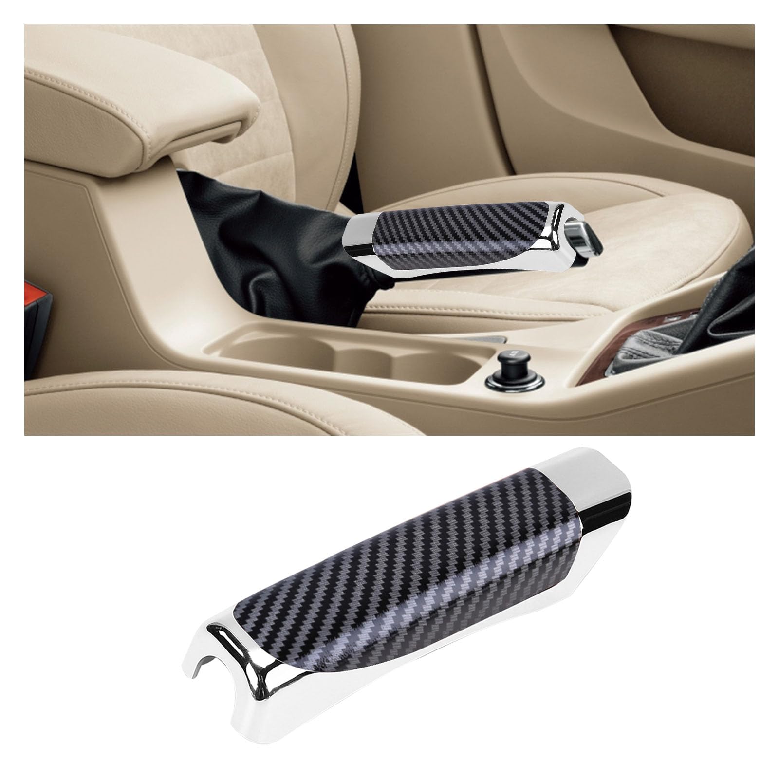 Augeny Car Handbrake Cover, ABS Parking Handbrake Decorative Cap with Comfortable Grip, Auto Handbrake Grip Cover, Universal Vehicle Interior Decor Accessories for Most Cars