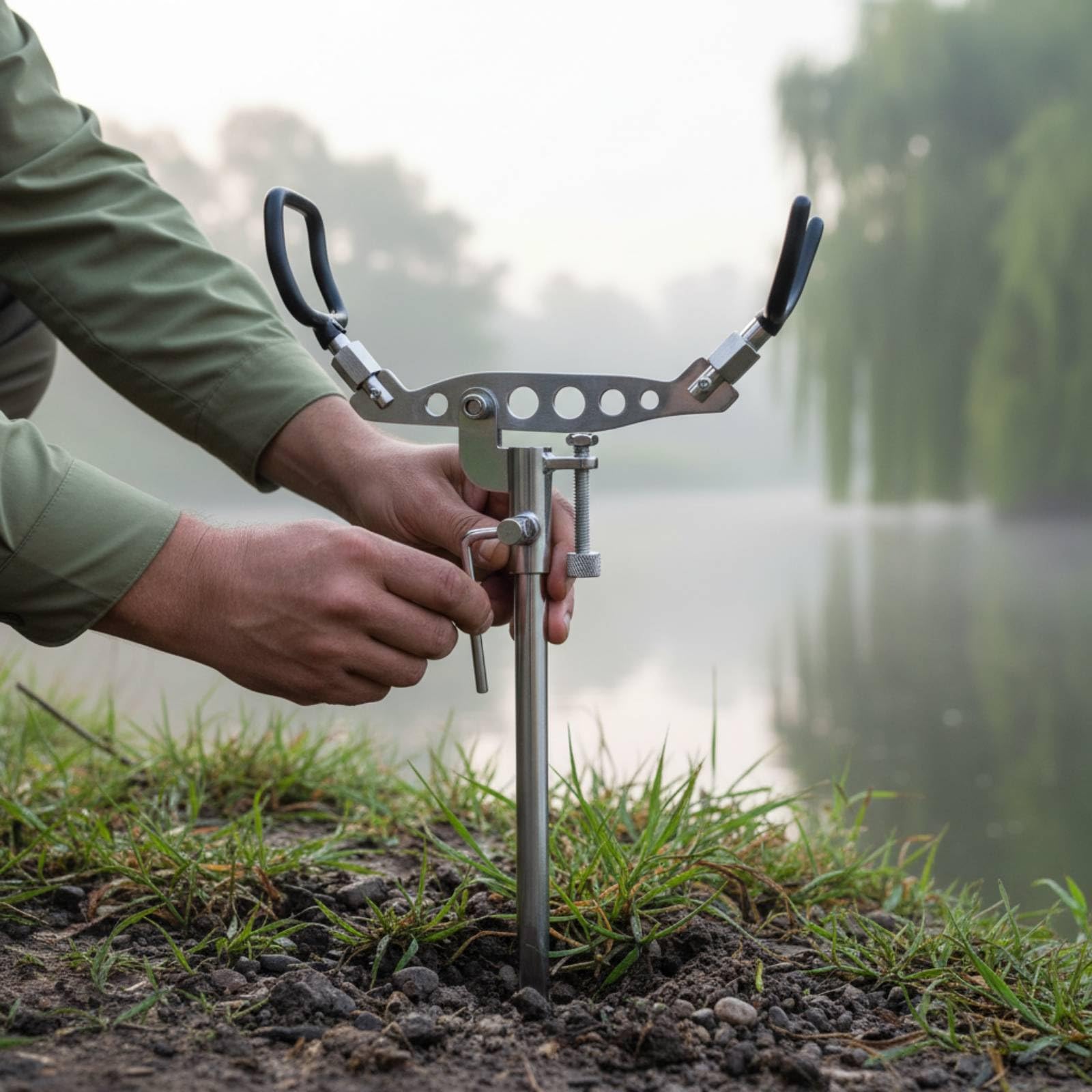 Soporte para Cañas de Pescar Estable Diseño Portátil de Acero Inoxidable y Goma Antideslizante con Ajuste Personalizado Adecuado para Jornadas de Pesca y en .
