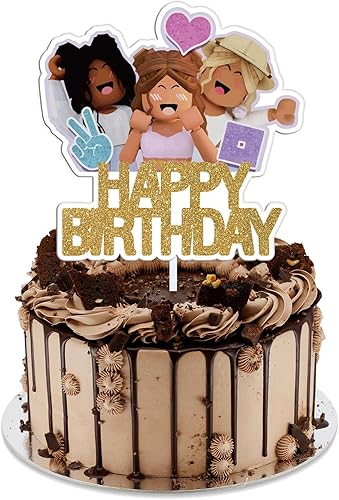 Decoración de pastel de cumpleaños para fiesta de videojuegos, color dorado