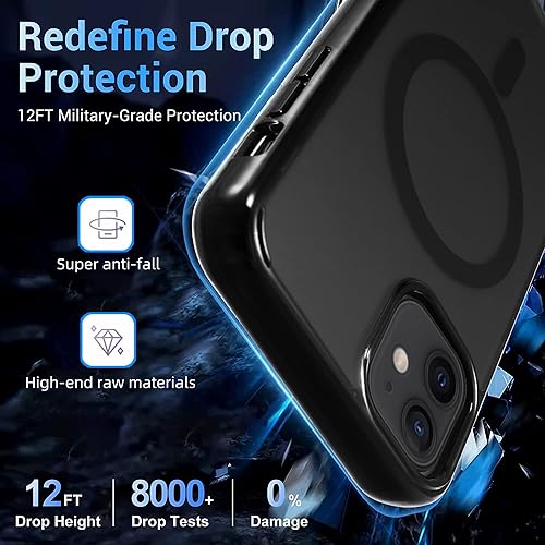 Miniatura 3 de Tigowos Funda magnética diseñada para iPhone 11 de 6.1 pulgadas, protección de grado militar y compatible con MagSafe, parte trasera translúcida con