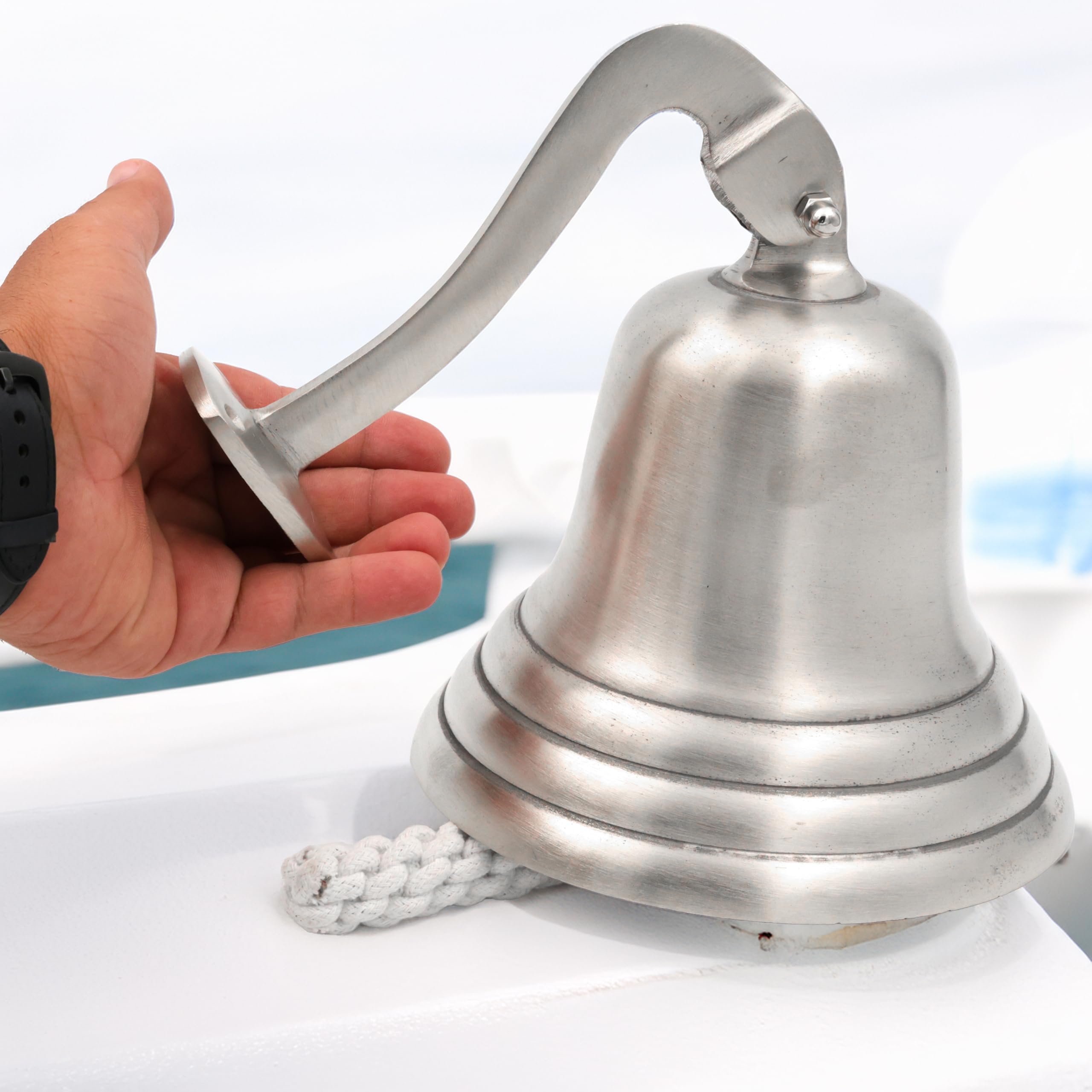 Nagina International - Campanello di sicurezza per barche in alluminio spazzolato nichelato e ottone placcato marittimo Navy Naval Force | Campane per porte nautiche per arredamento e utilità … (7