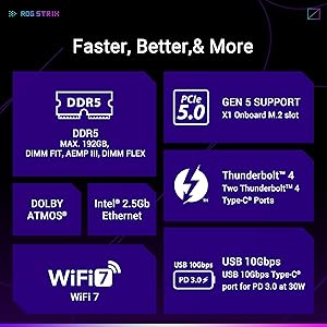 ASUS ROG STRIX Z890-A GAMING WIFI Z890 LGA 1851 ATX motherboard, Intel Core Ultra Series 2 Ready, Advanced AI PC-ready, 16+2+1+2 stages, DDR5, WiFi 7, 2.5G, 5x M.2, Thunderbolt 4, USB Type-C, AI OC