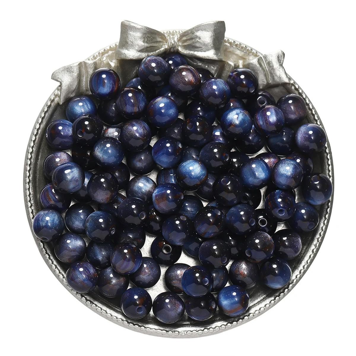 HUIOYG 20-50pcs Glitter Round Resin Bead Beads for DIY Necklace Bracelet Jewelry