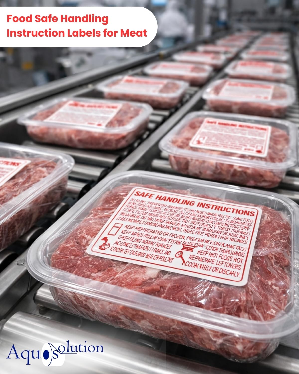 Rollo de etiquetas de instrucciones de manejo seguro para alimentos, 1000 etiquetas. 2.25 x 1.15 pulgadas, fabricado en Estados Unidos (6 rollos)