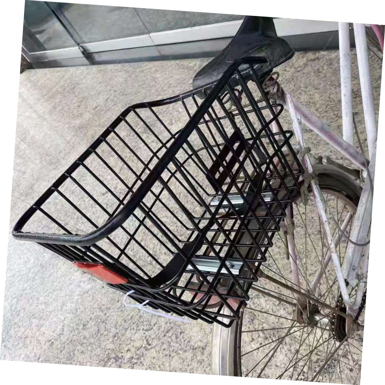 Sosoport Cesto Posteriore per Bicicletta in Metallo Nero Effetto Decorativo e Sicurezza per Uso Outdoor su Bici