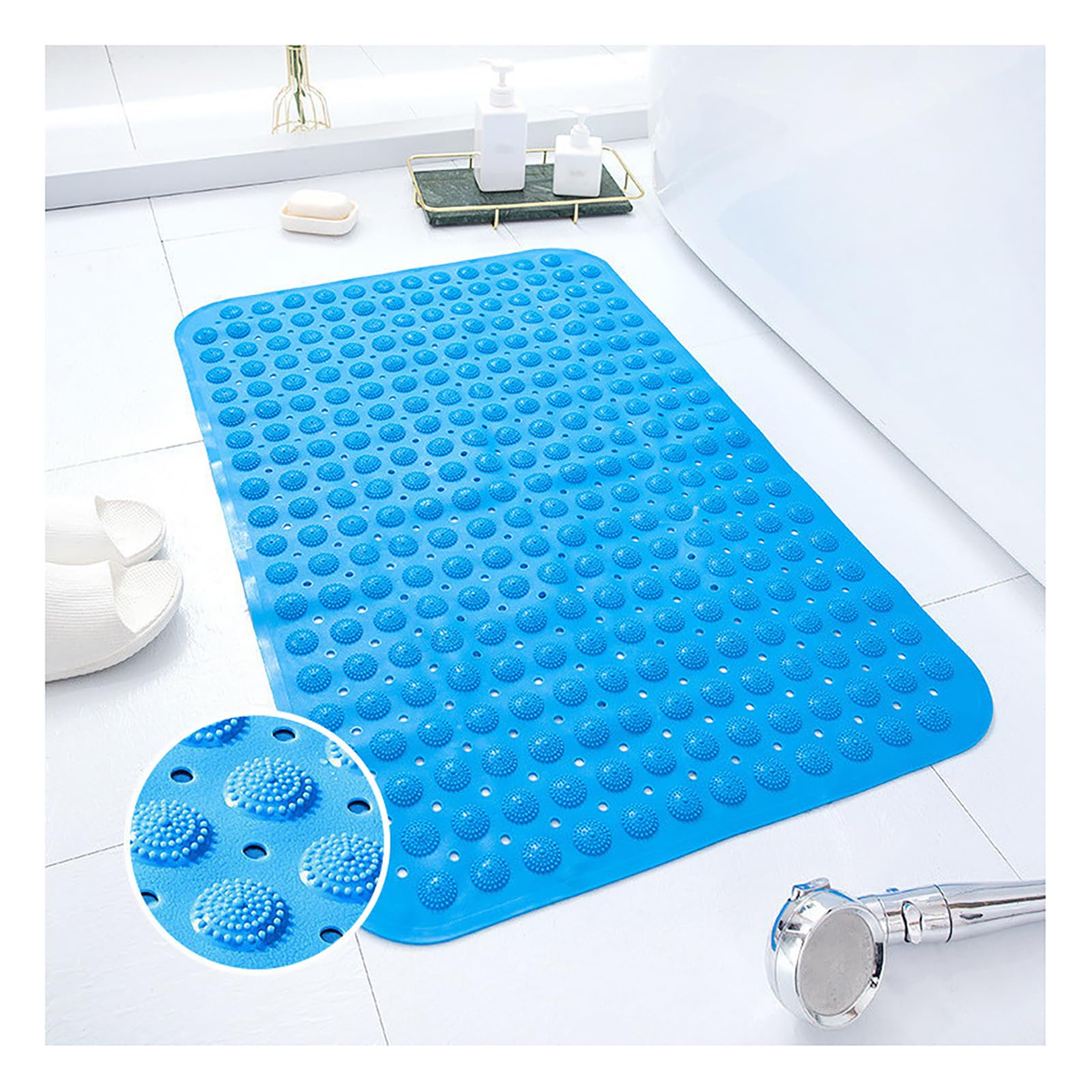 Moderno Alfombra de Ducha, Esterilla Antideslizante para Plato de Ducha con Ventosa, Lavable A Máquina Esterilla de Ducha de PVC Antideslizante, Esterilla de Masaje,C,57x88cm/22x35in