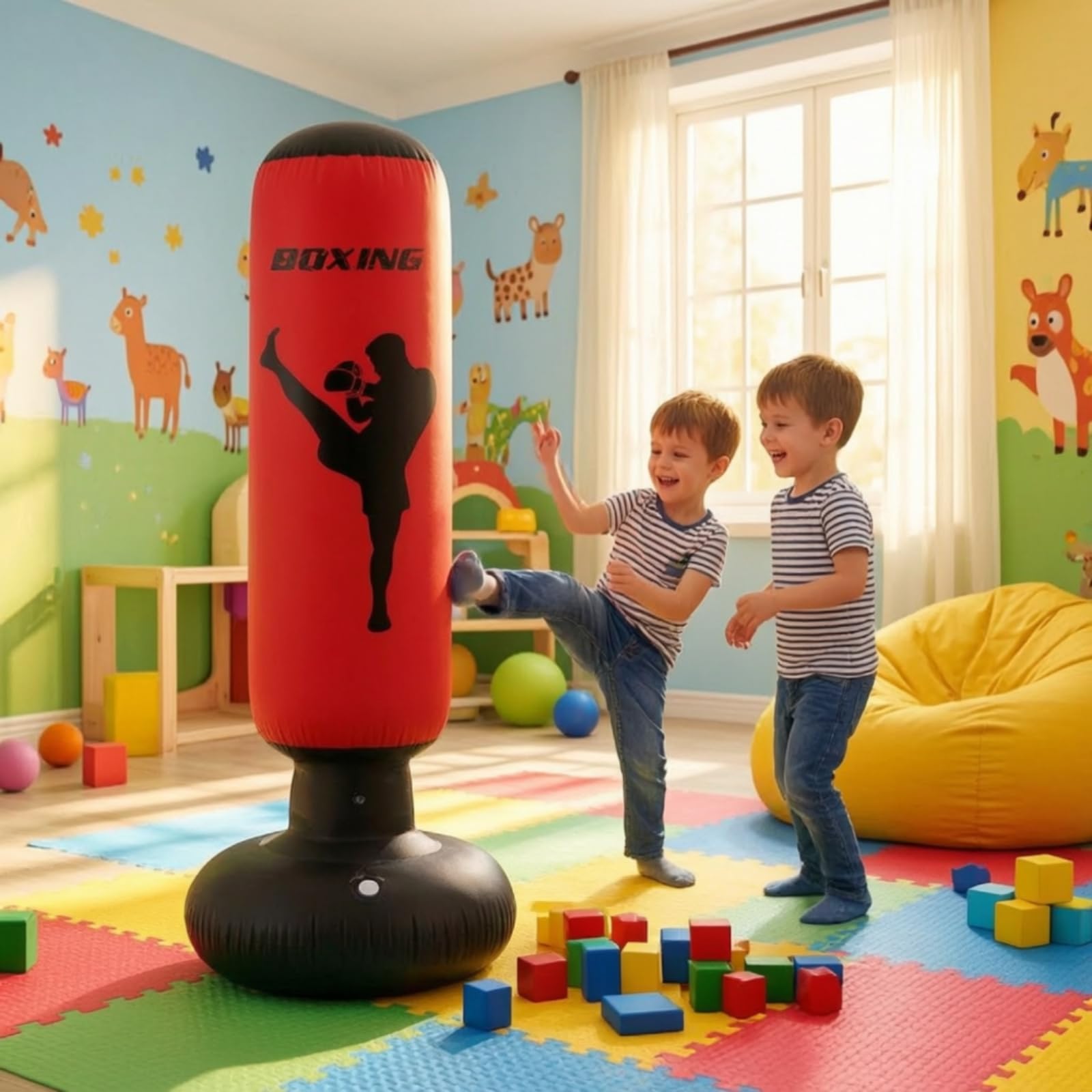 Generic da Gonfiabile con Struttura Alta E Ritorno Rapido Dopo Ogni Colpo per Praticare E Arti Marziali con Grafiche Dinamiche Adatto per Palestra Domestica E Gioco Allaperto