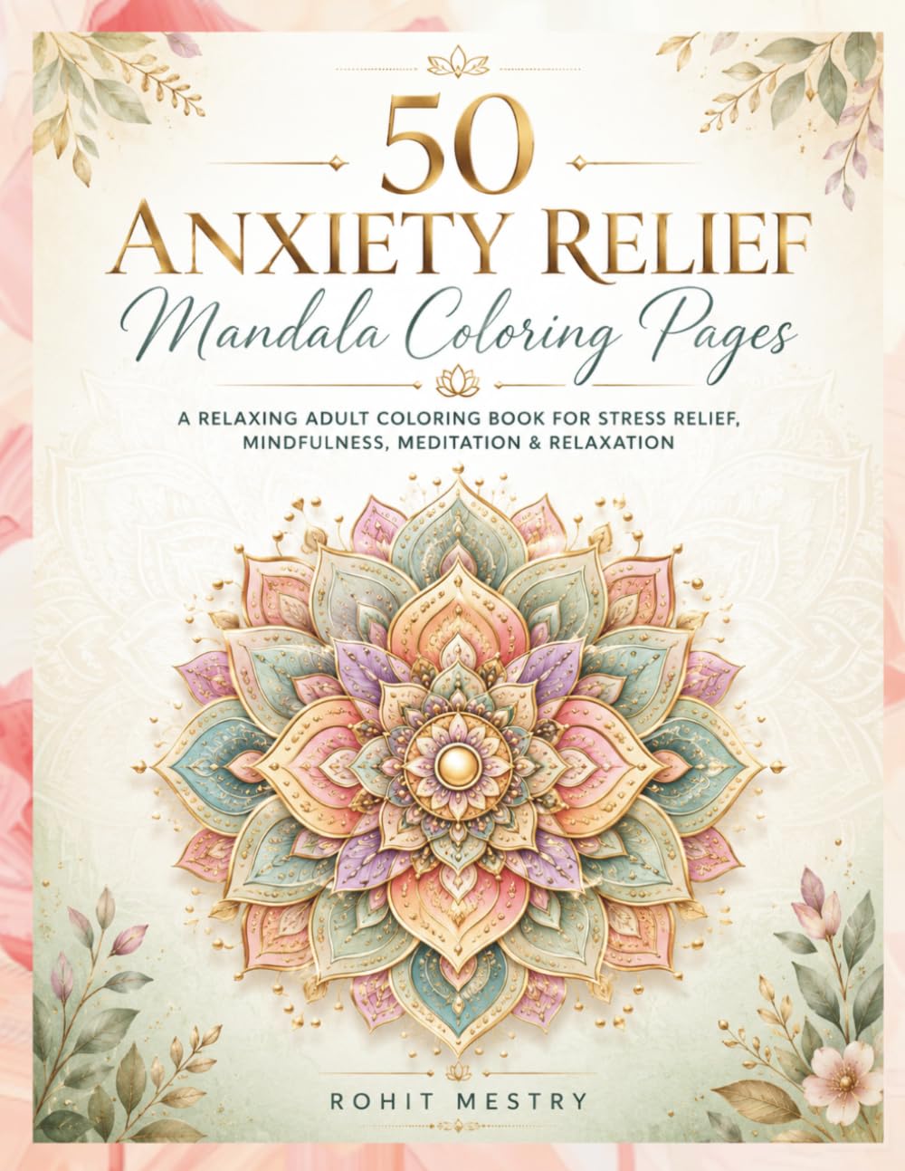 50 Anxiety Relief Mandala Coloring Pages: A Relaxing Adult Coloring Book with Beautiful Mandalas for Stress Relief, Mindfulness, Meditation & Relaxation | Easy to Intricate Designs