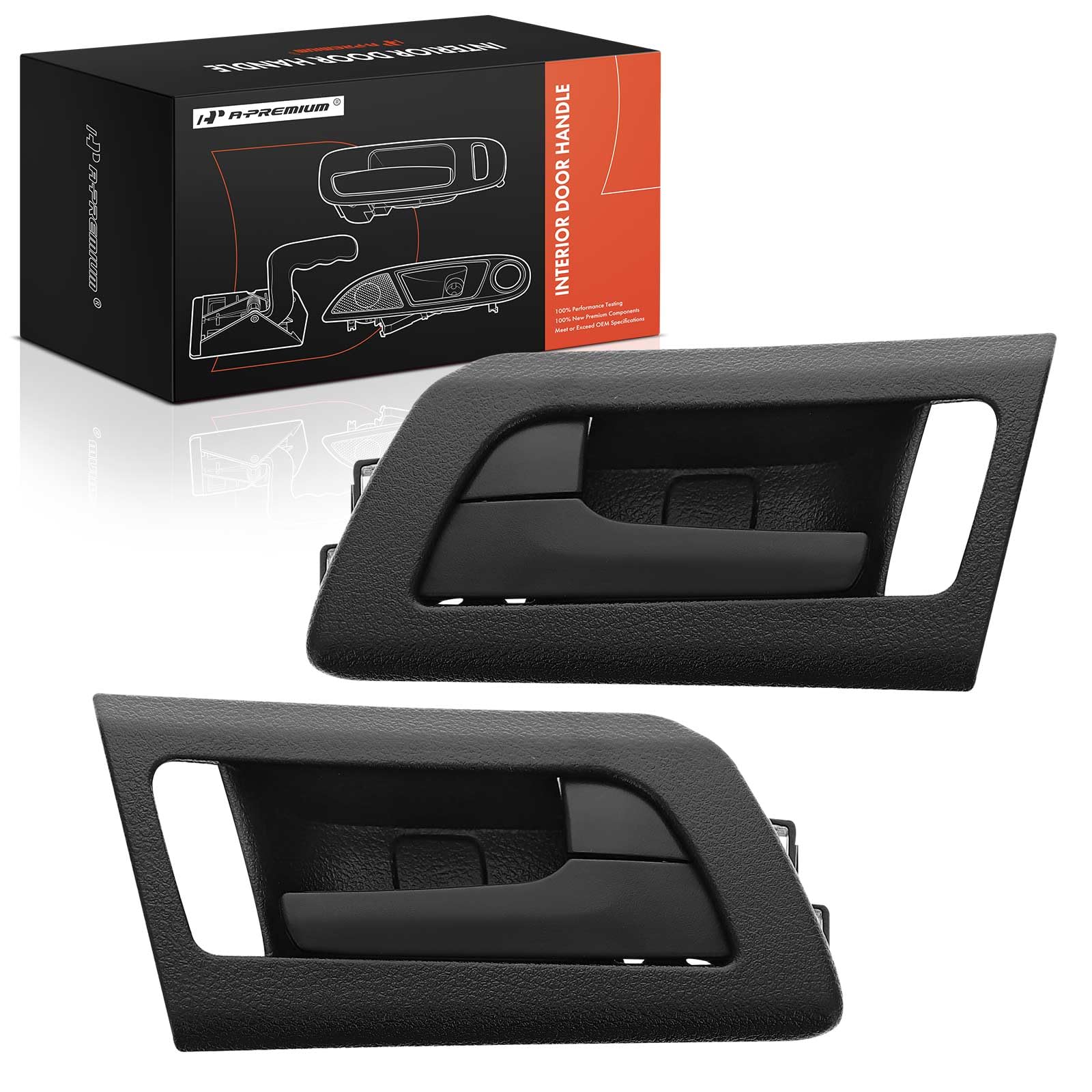 A-Premium Inside Interior Door Handles Compatible with Pontiac G8 2008-2009, Black, 2-PC Set, Rear Driver and Passenger Side
