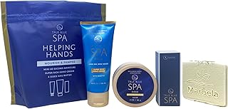 Bath & Body Works Spa Helping Hands True Blue Spa Gift - Super Rich Hand Cream, 60 Second Manicure Hand Scrub and 4-sided nail buffer - Travel Size - with a Natural Oats Sample Soap