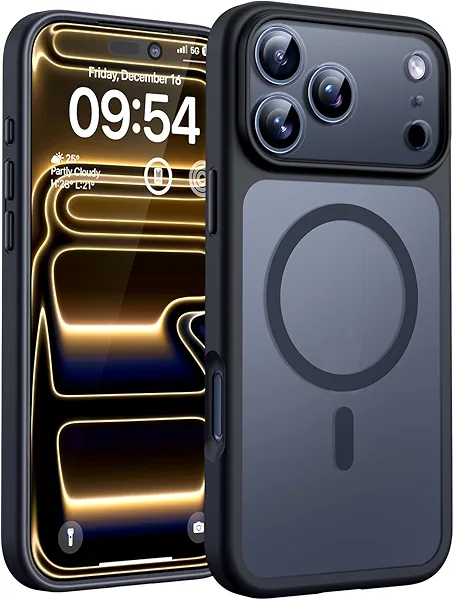 TOCOL for iPhone 17 Pro Case, Full Camera Protection, Built-in Magnetic Ring, Compatible with Magsafe Charger, Drop Protection, Translucent Matte Phone Case for iPhone 17 Pro 6.3 inch (Black)