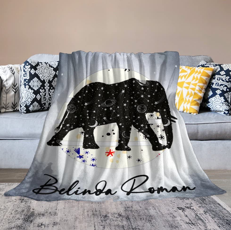 Custom Elephant Throw Blanket for Kids - 40x50 Inches Crib Size - Soft Fluffy Cozy Blankets Gift - Grey Novelty Blanket Throws for Travel, Office
