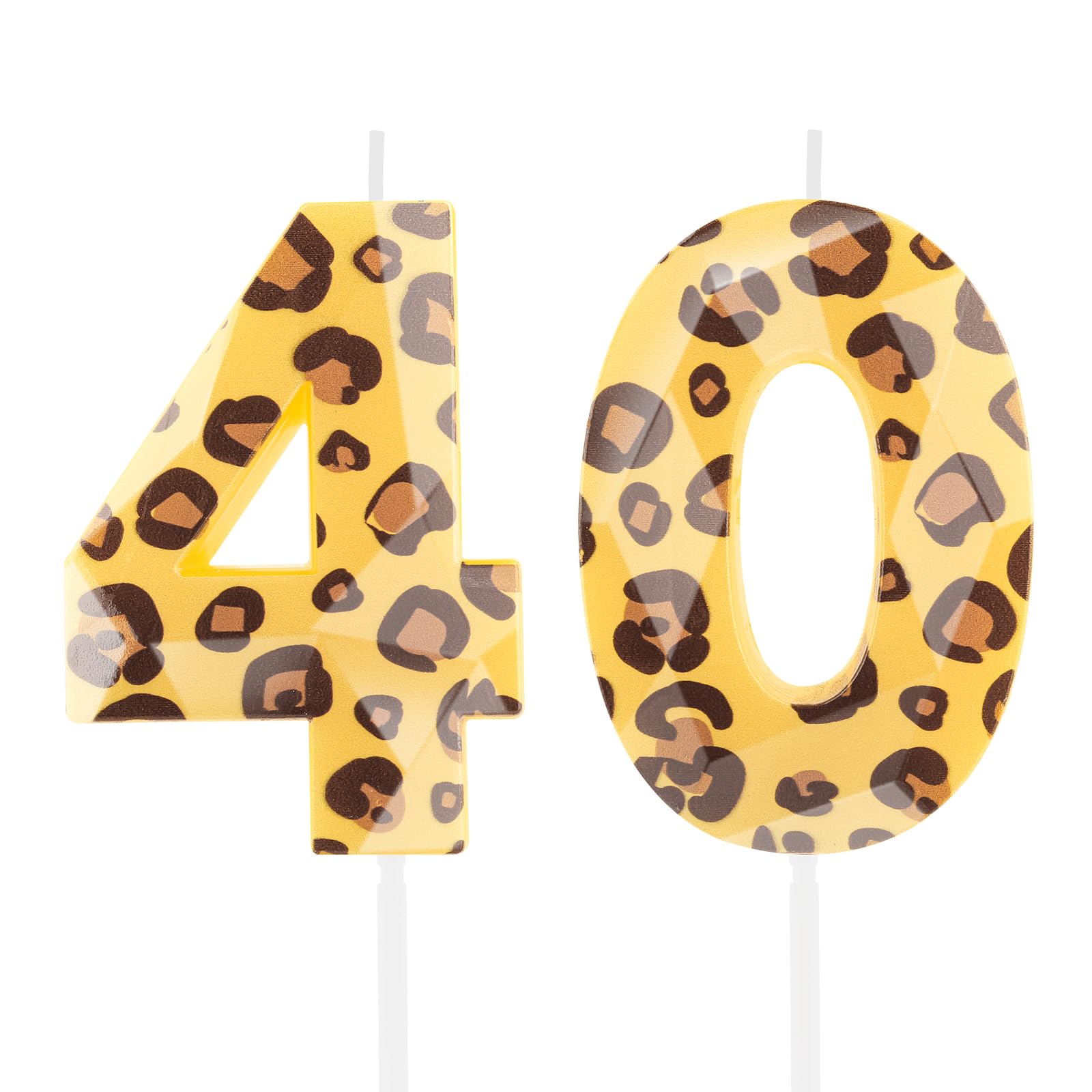 Hongplus Cheetah 40 Birthday Candles for Cake, Leopard Print Number Candles, Number 40 Candle Happy Birthday Cake Topper for Men Women Cheetah Birthday Party Decorations Supplies Favors Gifts