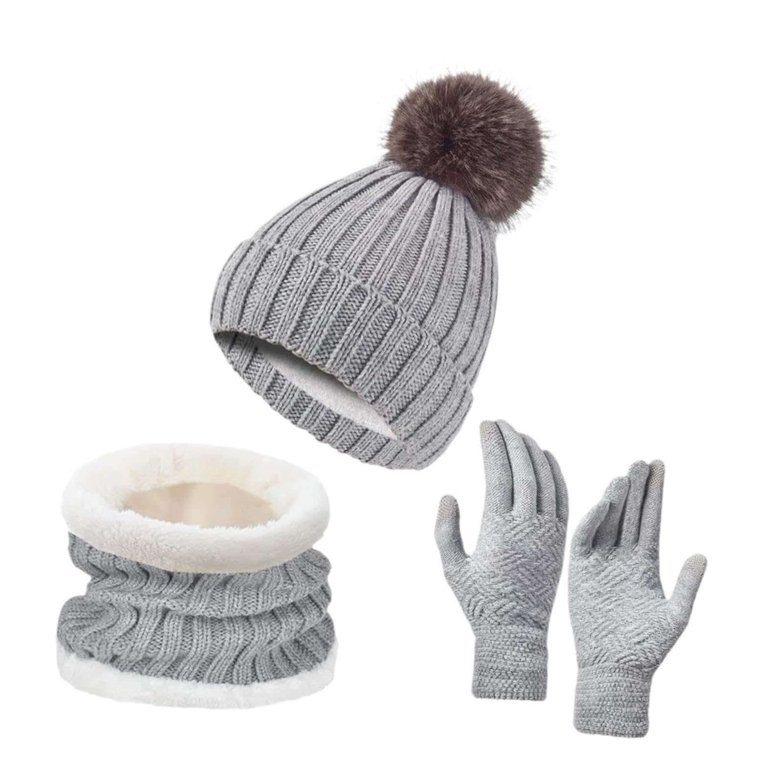 The Style SutraWinter Hat Scarf Gloves Set Winter Cap Neck Warmer for Running Skiing Hiking Gray|Clothing, Shoes & Accessories | Womens Accessories | Hats-image-18