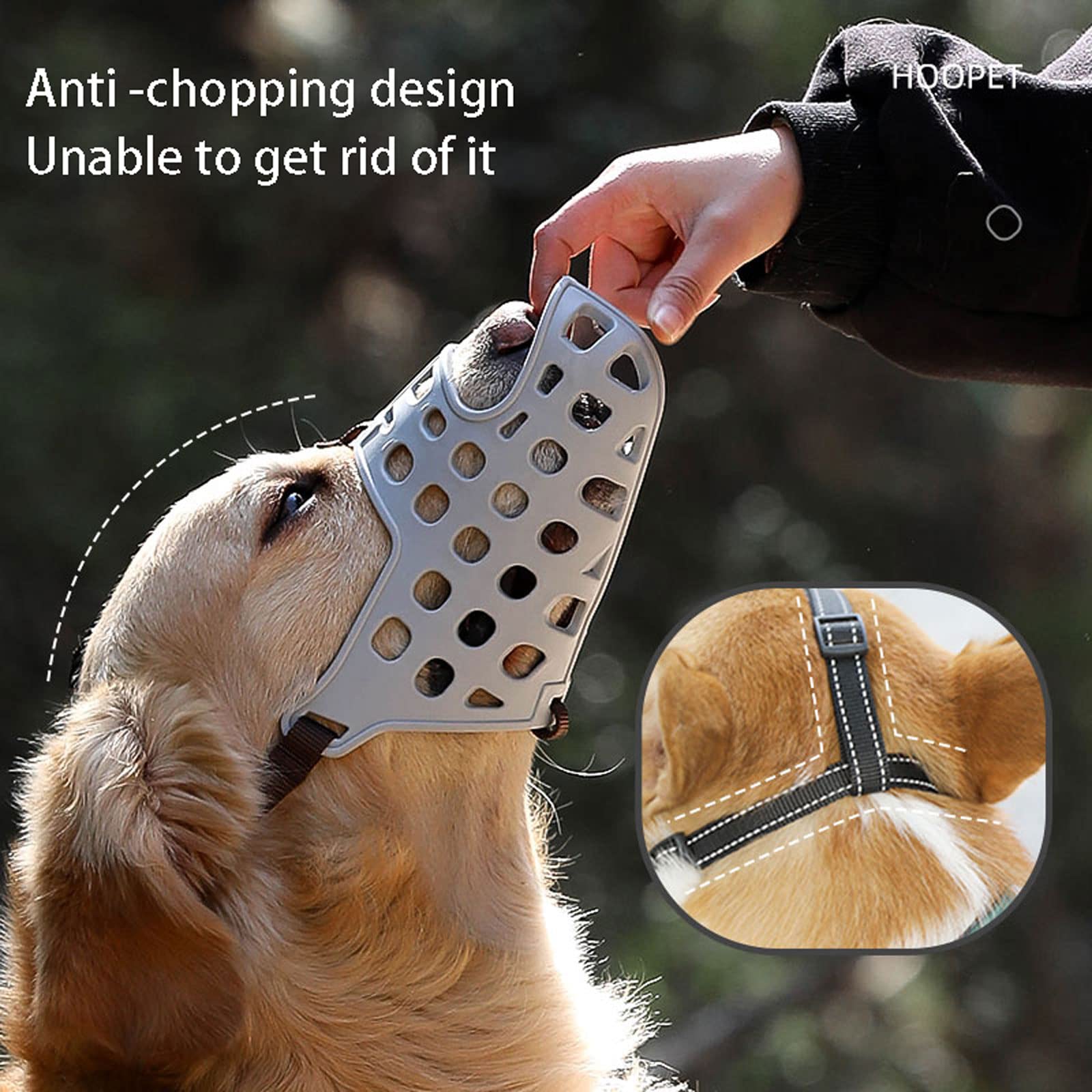Bozal Perro, Bozal Perro Ajustables, Bozal Entrenamiento, Bozal Perro Transpirabl, para Perros Pequeños Medianos, Anti-mordedura Bozal para Perros para Evitar Ladridos.-Gray||L