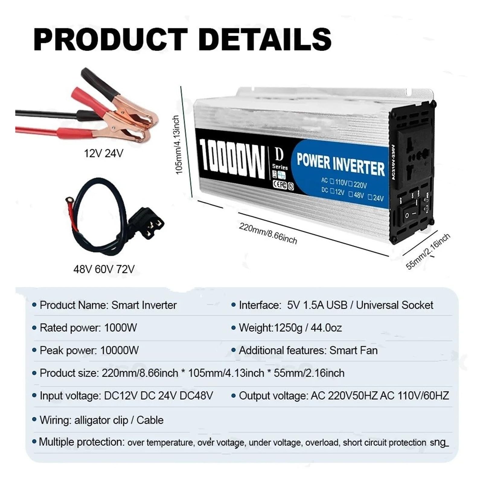 Inversor Potencia Kit Generador Solar Panel 10000W 500W Controlador 100A Inversor Fuera Red 12V 220V para Respaldo Toda Casa del Hogar/RV Convertidor