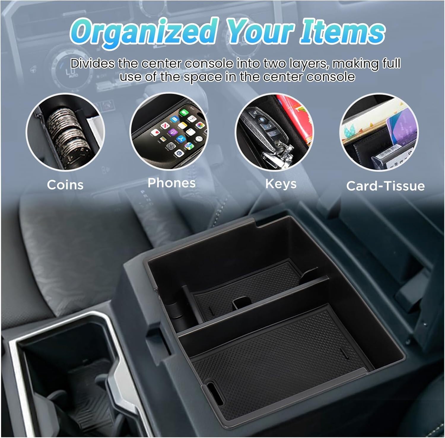 JKAPCYJFHF Caja organizadora para reposabrazos de consola central de camioneta Toyota Tacoma 2024