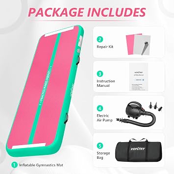 VOFiTNY Gymnastics Air Tumble Track Tumbling Track, Inflatable Gymnastics Training Mat with Electric Pump, Tumble Track for Home and Gym Use