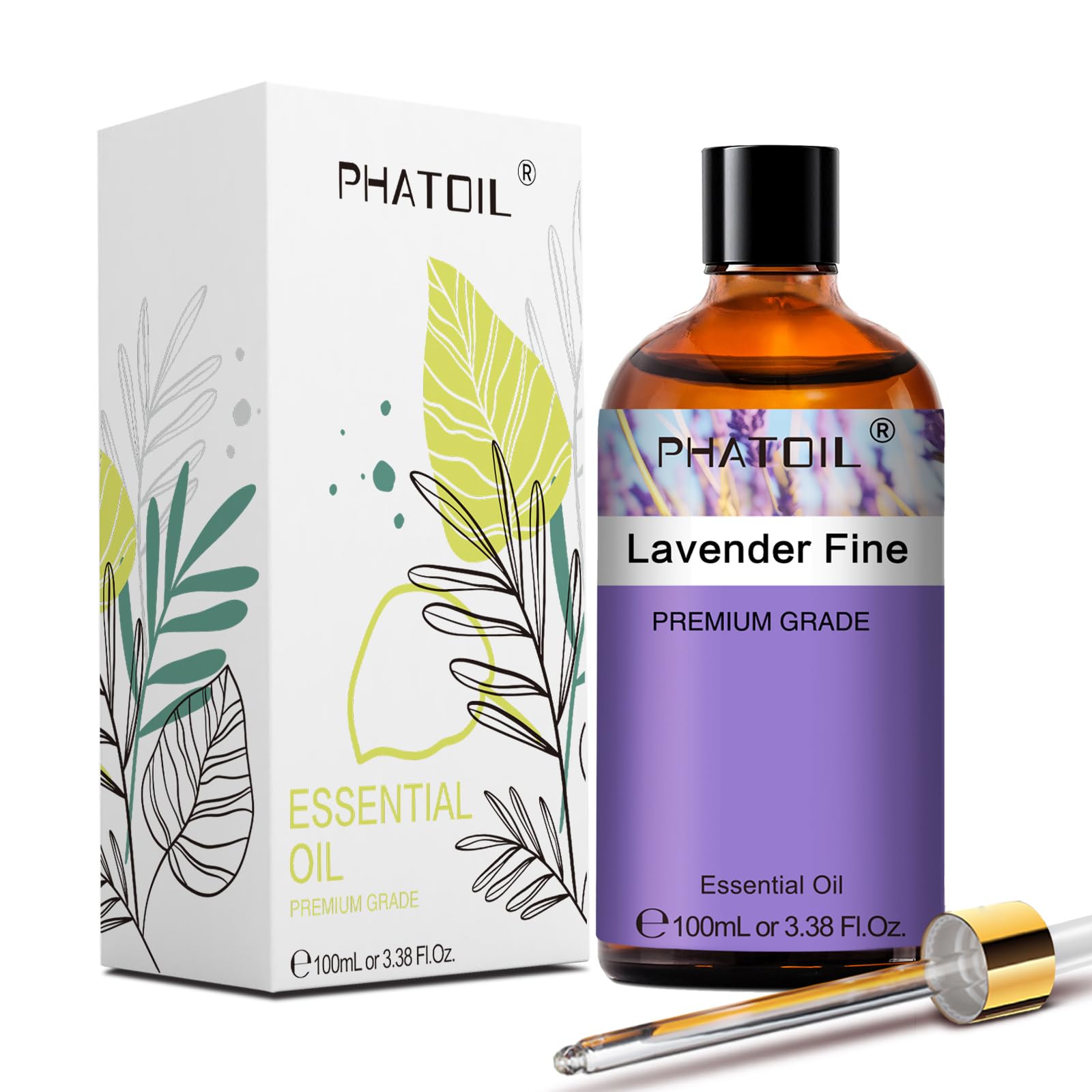 PHATOIL 真正ラベンダーオイル アロマオイル 天然100% 真正ラベンダー エッセンシャルオイル 精油 100ml アロマディフューザー 芳香用